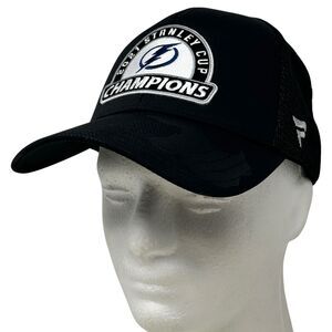 Tampa Bay Lightning 2021 Stanley Cup Trucker Hat Cap Black Fanatics Snapback NHL